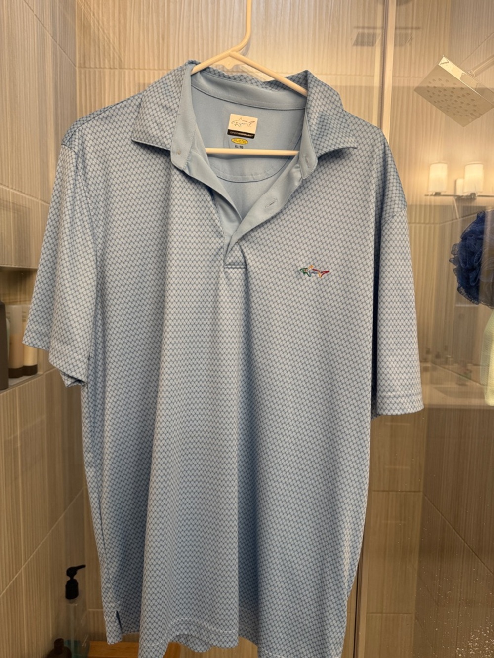 Greg Norman Collection Light Blue Micro-Pattern Polo